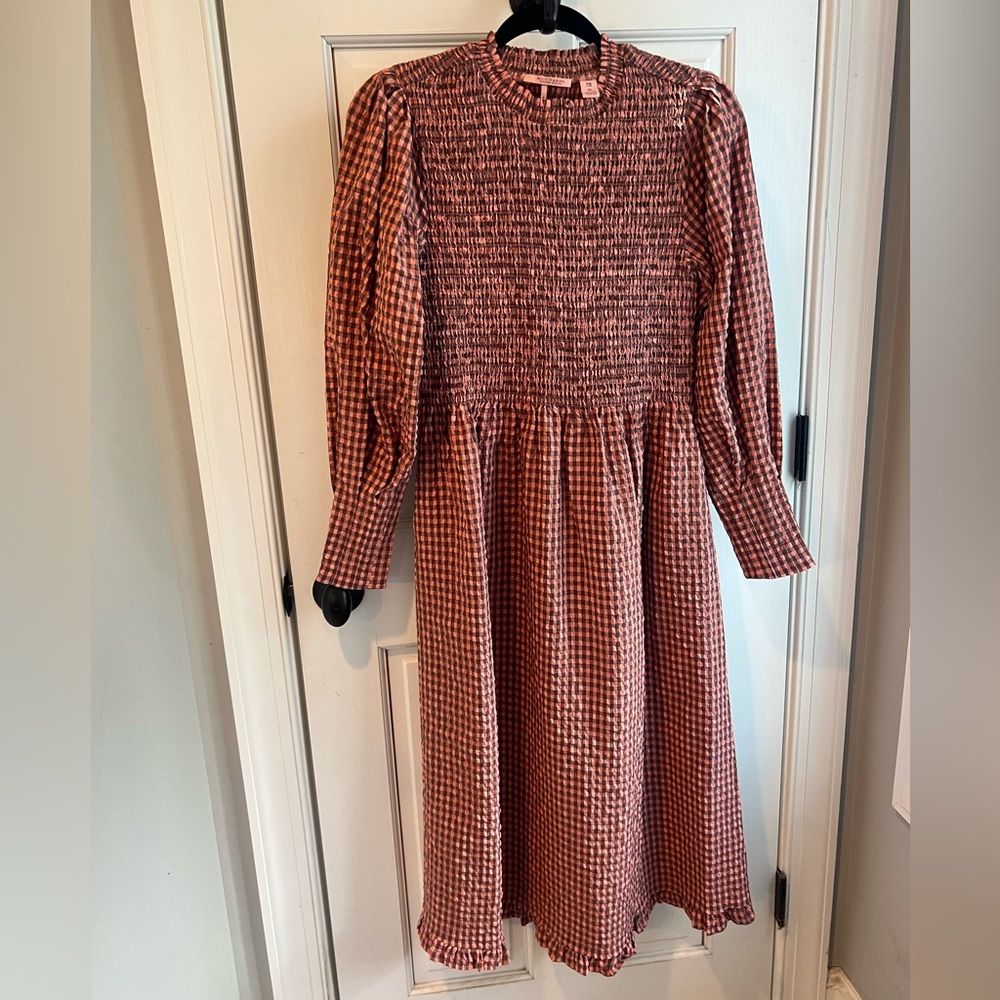Scotch & Soda long sleeve smocked dress XS